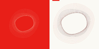 红黄拼色线性圆环元素作品集书本案封面背景